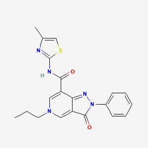 molecular formula C20H19N5O2S B3303910 N-(4-methyl-1,3-thiazol-2-yl)-3-oxo-2-phenyl-5-propyl-2H,3H,5H-pyrazolo[4,3-c]pyridine-7-carboxamide CAS No. 921514-71-8