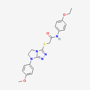 molecular formula C21H23N5O3S B3303927 N-(4-ethoxyphenyl)-2-{[7-(4-methoxyphenyl)-5H,6H,7H-imidazo[2,1-c][1,2,4]triazol-3-yl]sulfanyl}acetamide CAS No. 921515-43-7