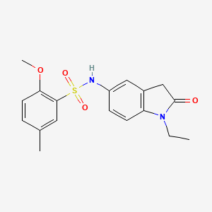 molecular formula C18H20N2O4S B3303978 N-(1-ethyl-2-oxo-2,3-dihydro-1H-indol-5-yl)-2-methoxy-5-methylbenzene-1-sulfonamide CAS No. 921535-97-9