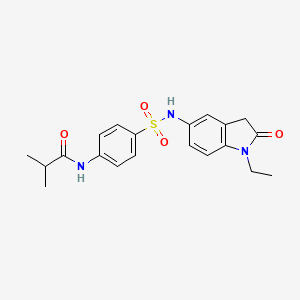 molecular formula C20H23N3O4S B3303981 N-{4-[(1-ethyl-2-oxo-2,3-dihydro-1H-indol-5-yl)sulfamoyl]phenyl}-2-methylpropanamide CAS No. 921536-32-5
