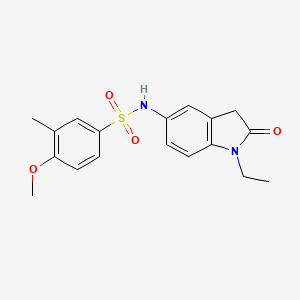molecular formula C18H20N2O4S B3304071 N-(1-ethyl-2-oxo-2,3-dihydro-1H-indol-5-yl)-4-methoxy-3-methylbenzene-1-sulfonamide CAS No. 921556-76-5
