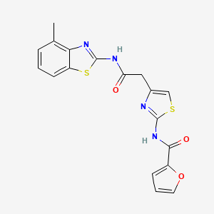 molecular formula C18H14N4O3S2 B3304121 N-(4-{[(4-methyl-1,3-benzothiazol-2-yl)carbamoyl]methyl}-1,3-thiazol-2-yl)furan-2-carboxamide CAS No. 921563-14-6