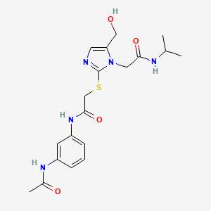 molecular formula C19H25N5O4S B3304131 N-(3-acetamidophenyl)-2-{[5-(hydroxymethyl)-1-{[(propan-2-yl)carbamoyl]methyl}-1H-imidazol-2-yl]sulfanyl}acetamide CAS No. 921566-62-3