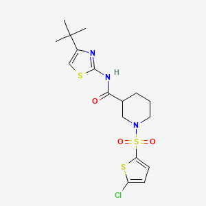 molecular formula C17H22ClN3O3S3 B3304150 N-(4-tert-butyl-1,3-thiazol-2-yl)-1-[(5-chlorothiophen-2-yl)sulfonyl]piperidine-3-carboxamide CAS No. 921574-07-4