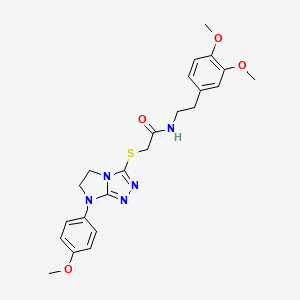 molecular formula C23H27N5O4S B3304177 N-[2-(3,4-dimethoxyphenyl)ethyl]-2-{[7-(4-methoxyphenyl)-5H,6H,7H-imidazo[2,1-c][1,2,4]triazol-3-yl]sulfanyl}acetamide CAS No. 921580-09-8