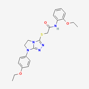 molecular formula C22H25N5O3S B3304191 N-(2-ethoxyphenyl)-2-{[7-(4-ethoxyphenyl)-5H,6H,7H-imidazo[2,1-c][1,2,4]triazol-3-yl]sulfanyl}acetamide CAS No. 921581-19-3