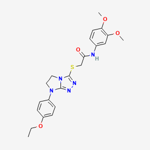 molecular formula C22H25N5O4S B3304196 N-(3,4-dimethoxyphenyl)-2-{[7-(4-ethoxyphenyl)-5H,6H,7H-imidazo[2,1-c][1,2,4]triazol-3-yl]sulfanyl}acetamide CAS No. 921581-25-1