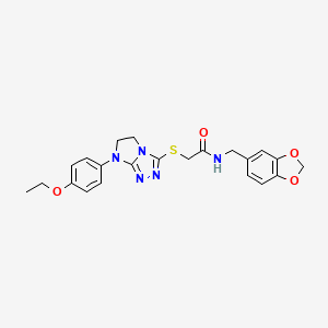 molecular formula C22H23N5O4S B3304202 N-[(2H-1,3-benzodioxol-5-yl)methyl]-2-{[7-(4-ethoxyphenyl)-5H,6H,7H-imidazo[2,1-c][1,2,4]triazol-3-yl]sulfanyl}acetamide CAS No. 921581-61-5