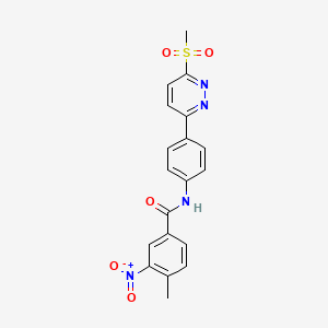 molecular formula C19H16N4O5S B3304230 N-[4-(6-methanesulfonylpyridazin-3-yl)phenyl]-4-methyl-3-nitrobenzamide CAS No. 921585-66-2