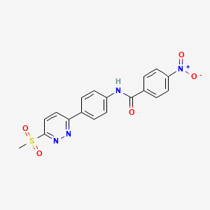 molecular formula C18H14N4O5S B3304237 N-[4-(6-methanesulfonylpyridazin-3-yl)phenyl]-4-nitrobenzamide CAS No. 921585-96-8