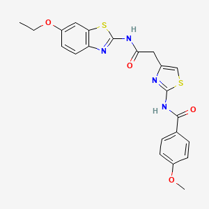 molecular formula C22H20N4O4S2 B3304271 N-(4-{[(6-ethoxy-1,3-benzothiazol-2-yl)carbamoyl]methyl}-1,3-thiazol-2-yl)-4-methoxybenzamide CAS No. 921586-57-4