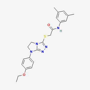 molecular formula C22H25N5O2S B3304357 N-(3,5-dimethylphenyl)-2-{[7-(4-ethoxyphenyl)-5H,6H,7H-imidazo[2,1-c][1,2,4]triazol-3-yl]sulfanyl}acetamide CAS No. 921789-55-1