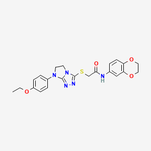 molecular formula C22H23N5O4S B3304360 N-(2,3-dihydro-1,4-benzodioxin-6-yl)-2-{[7-(4-ethoxyphenyl)-5H,6H,7H-imidazo[2,1-c][1,2,4]triazol-3-yl]sulfanyl}acetamide CAS No. 921789-67-5
