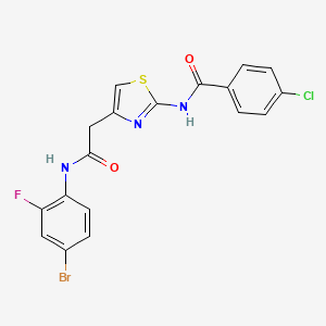 molecular formula C18H12BrClFN3O2S B3304369 N-(4-{[(4-bromo-2-fluorophenyl)carbamoyl]methyl}-1,3-thiazol-2-yl)-4-chlorobenzamide CAS No. 921791-30-2