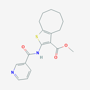 molecular formula C18H20N2O3S B330438 METHYL 2-[(3-PYRIDYLCARBONYL)AMINO]-4,5,6,7,8,9-HEXAHYDROCYCLOOCTA[B]THIOPHENE-3-CARBOXYLATE 