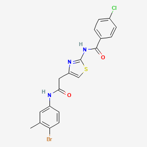 molecular formula C19H15BrClN3O2S B3304385 N-(4-{[(4-bromo-3-methylphenyl)carbamoyl]methyl}-1,3-thiazol-2-yl)-4-chlorobenzamide CAS No. 921791-60-8