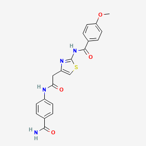 molecular formula C20H18N4O4S B3304400 N-(4-{[(4-carbamoylphenyl)carbamoyl]methyl}-1,3-thiazol-2-yl)-4-methoxybenzamide CAS No. 921792-77-0