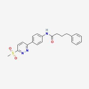 molecular formula C21H21N3O3S B3304410 N-[4-(6-methanesulfonylpyridazin-3-yl)phenyl]-4-phenylbutanamide CAS No. 921795-98-4