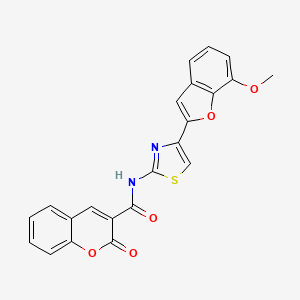 molecular formula C22H14N2O5S B3304412 N-[4-(7-methoxy-1-benzofuran-2-yl)-1,3-thiazol-2-yl]-2-oxo-2H-chromene-3-carboxamide CAS No. 921796-58-9