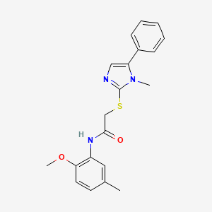 molecular formula C20H21N3O2S B3304463 N-(2-methoxy-5-methylphenyl)-2-[(1-methyl-5-phenyl-1H-imidazol-2-yl)sulfanyl]acetamide CAS No. 921816-53-7