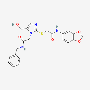 molecular formula C22H22N4O5S B3304502 N-(2H-1,3-benzodioxol-5-yl)-2-({1-[(benzylcarbamoyl)methyl]-5-(hydroxymethyl)-1H-imidazol-2-yl}sulfanyl)acetamide CAS No. 921822-20-0