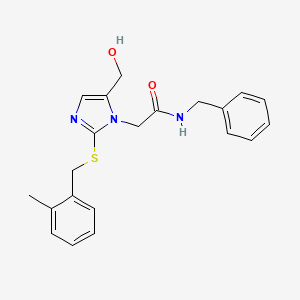 molecular formula C21H23N3O2S B3304512 N-benzyl-2-[5-(hydroxymethyl)-2-{[(2-methylphenyl)methyl]sulfanyl}-1H-imidazol-1-yl]acetamide CAS No. 921822-37-9