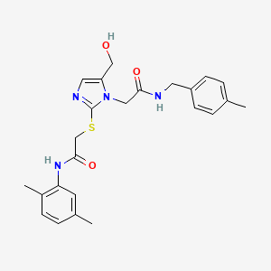 molecular formula C24H28N4O3S B3304521 N-(2,5-dimethylphenyl)-2-{[5-(hydroxymethyl)-1-({[(4-methylphenyl)methyl]carbamoyl}methyl)-1H-imidazol-2-yl]sulfanyl}acetamide CAS No. 921822-64-2