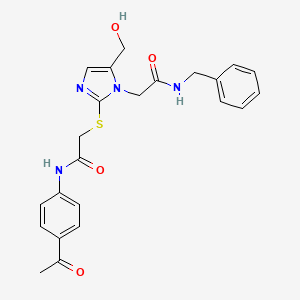 molecular formula C23H24N4O4S B3304624 N-(4-acetylphenyl)-2-({1-[(benzylcarbamoyl)methyl]-5-(hydroxymethyl)-1H-imidazol-2-yl}sulfanyl)acetamide CAS No. 921846-70-0