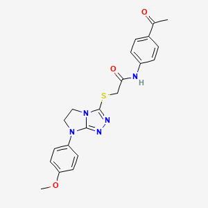 molecular formula C21H21N5O3S B3304662 N-(4-acetylphenyl)-2-{[7-(4-methoxyphenyl)-5H,6H,7H-imidazo[2,1-c][1,2,4]triazol-3-yl]sulfanyl}acetamide CAS No. 921858-21-1