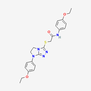 molecular formula C22H25N5O3S B3304683 N-(4-ethoxyphenyl)-2-{[7-(4-ethoxyphenyl)-5H,6H,7H-imidazo[2,1-c][1,2,4]triazol-3-yl]sulfanyl}acetamide CAS No. 921858-68-6