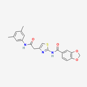 molecular formula C21H19N3O4S B3304723 N-(4-{[(3,5-dimethylphenyl)carbamoyl]methyl}-1,3-thiazol-2-yl)-2H-1,3-benzodioxole-5-carboxamide CAS No. 921865-10-3