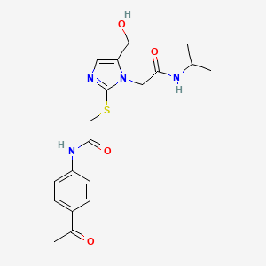 molecular formula C19H24N4O4S B3304785 N-(4-acetylphenyl)-2-{[5-(hydroxymethyl)-1-{[(propan-2-yl)carbamoyl]methyl}-1H-imidazol-2-yl]sulfanyl}acetamide CAS No. 921867-13-2