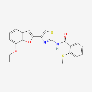 molecular formula C21H18N2O3S2 B3304787 N-[4-(7-ethoxy-1-benzofuran-2-yl)-1,3-thiazol-2-yl]-2-(methylsulfanyl)benzamide CAS No. 921871-43-4