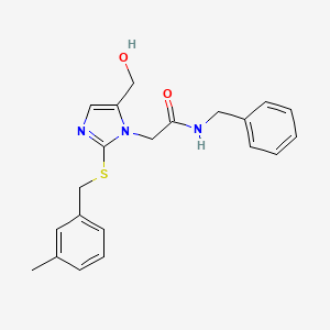 molecular formula C21H23N3O2S B3304823 N-benzyl-2-[5-(hydroxymethyl)-2-{[(3-methylphenyl)methyl]sulfanyl}-1H-imidazol-1-yl]acetamide CAS No. 921886-32-0