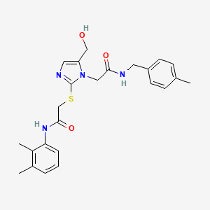 molecular formula C24H28N4O3S B3304830 N-(2,3-dimethylphenyl)-2-{[5-(hydroxymethyl)-1-({[(4-methylphenyl)methyl]carbamoyl}methyl)-1H-imidazol-2-yl]sulfanyl}acetamide CAS No. 921886-56-8