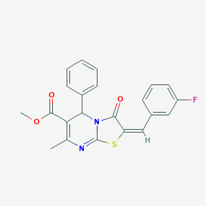 molecular formula C22H17FN2O3S B330484 methyl 2-(3-fluorobenzylidene)-7-methyl-3-oxo-5-phenyl-2,3-dihydro-5H-[1,3]thiazolo[3,2-a]pyrimidine-6-carboxylate 
