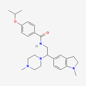 molecular formula C26H36N4O2 B3304845 N-[2-(1-methyl-2,3-dihydro-1H-indol-5-yl)-2-(4-methylpiperazin-1-yl)ethyl]-4-(propan-2-yloxy)benzamide CAS No. 921896-02-8