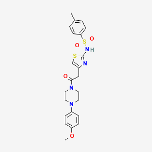 molecular formula C23H26N4O4S2 B3304886 N-(4-{2-[4-(4-methoxyphenyl)piperazin-1-yl]-2-oxoethyl}-1,3-thiazol-2-yl)-4-methylbenzene-1-sulfonamide CAS No. 921926-46-7