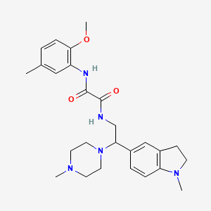 molecular formula C26H35N5O3 B3304924 N'-(2-methoxy-5-methylphenyl)-N-[2-(1-methyl-2,3-dihydro-1H-indol-5-yl)-2-(4-methylpiperazin-1-yl)ethyl]ethanediamide CAS No. 922015-65-4