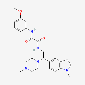 molecular formula C25H33N5O3 B3304927 N'-(3-methoxyphenyl)-N-[2-(1-methyl-2,3-dihydro-1H-indol-5-yl)-2-(4-methylpiperazin-1-yl)ethyl]ethanediamide CAS No. 922015-91-6