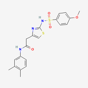 molecular formula C20H21N3O4S2 B3305031 N-(3,4-dimethylphenyl)-2-[2-(4-methoxybenzenesulfonamido)-1,3-thiazol-4-yl]acetamide CAS No. 922129-35-9