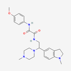 molecular formula C25H33N5O3 B3305138 N'-(4-methoxyphenyl)-N-[2-(1-methyl-2,3-dihydro-1H-indol-5-yl)-2-(4-methylpiperazin-1-yl)ethyl]ethanediamide CAS No. 922557-45-7
