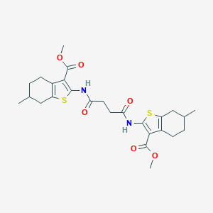 molecular formula C26H32N2O6S2 B330517 Methyl 2-[(4-{[3-(methoxycarbonyl)-6-methyl-4,5,6,7-tetrahydro-1-benzothien-2-yl]amino}-4-oxobutanoyl)amino]-6-methyl-4,5,6,7-tetrahydro-1-benzothiophene-3-carboxylate 