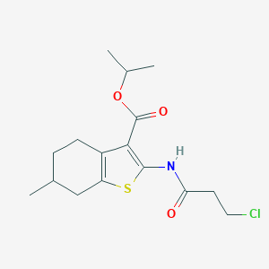 molecular formula C16H22ClNO3S B330531 Isopropyl 2-[(3-chloropropanoyl)amino]-6-methyl-4,5,6,7-tetrahydro-1-benzothiophene-3-carboxylate 