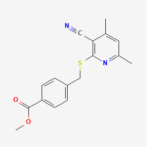 molecular formula C17H16N2O2S B3305399 Benzoic acid, 4-[[(3-cyano-4,6-dimethyl-2-pyridinyl)thio]methyl]-, methyl ester CAS No. 923164-15-2
