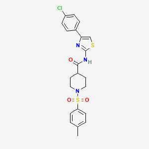 molecular formula C22H22ClN3O3S2 B3305626 N-[4-(4-chlorophenyl)-1,3-thiazol-2-yl]-1-(4-methylbenzenesulfonyl)piperidine-4-carboxamide CAS No. 923443-03-2