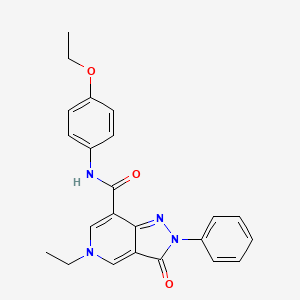 molecular formula C23H22N4O3 B3305710 N-(4-ethoxyphenyl)-5-ethyl-3-oxo-2-phenyl-2H,3H,5H-pyrazolo[4,3-c]pyridine-7-carboxamide CAS No. 923682-25-1