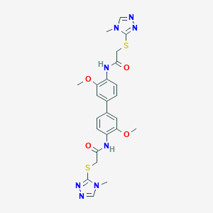 molecular formula C24H26N8O4S2 B330595 N,N'-(3,3'-DIMETHOXYBIPHENYL-4,4'-DIYL)BIS{2-[(4-METHYL-4H-1,2,4-TRIAZOL-3-YL)SULFANYL]ACETAMIDE} 