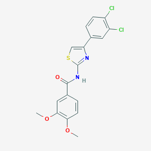 molecular formula C18H14Cl2N2O3S B330596 N-[4-(3,4-dichlorophenyl)-1,3-thiazol-2-yl]-3,4-dimethoxybenzamide 