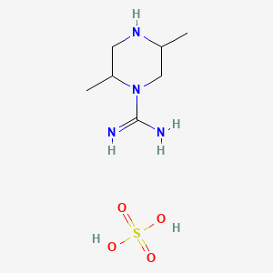 molecular formula C7H18N4O4S B3305977 2,5-dimethylpiperazine-1-carboximidamide;sulfuric acid CAS No. 92564-61-9